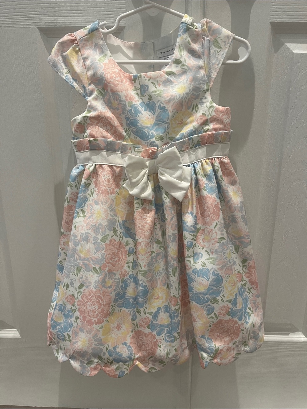 Girls Floral Pastel Party Dress with Bow